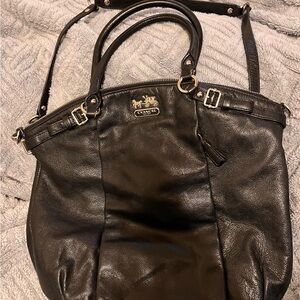 Coach Madison Lindsey Satchel 18641 Black Leather Shoulder Crossbody Bag